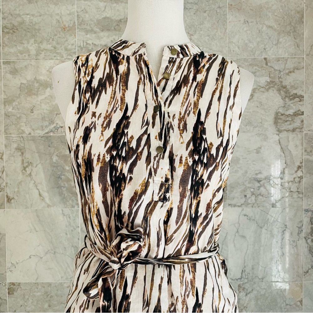 Cynthia Rowley Ikat Sleeveless Linen Dress - Picture 4 of 8